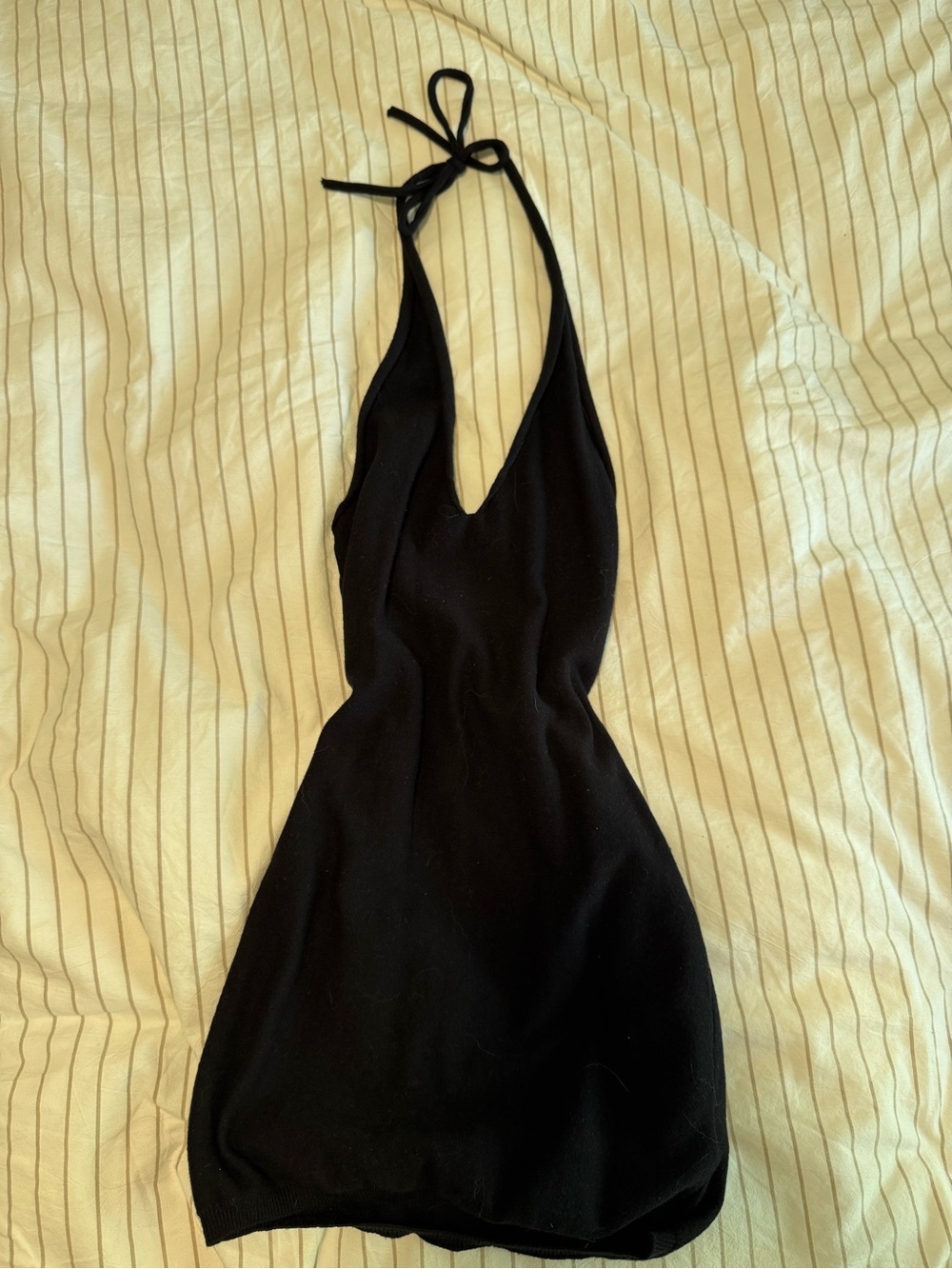 Black halter mini dress